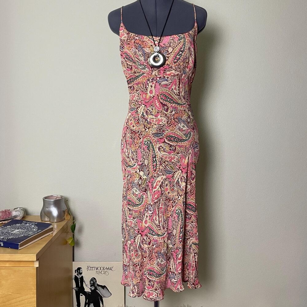 Y2K vintage 2000s fairy whimsy midi dress paisley boho | size s/m